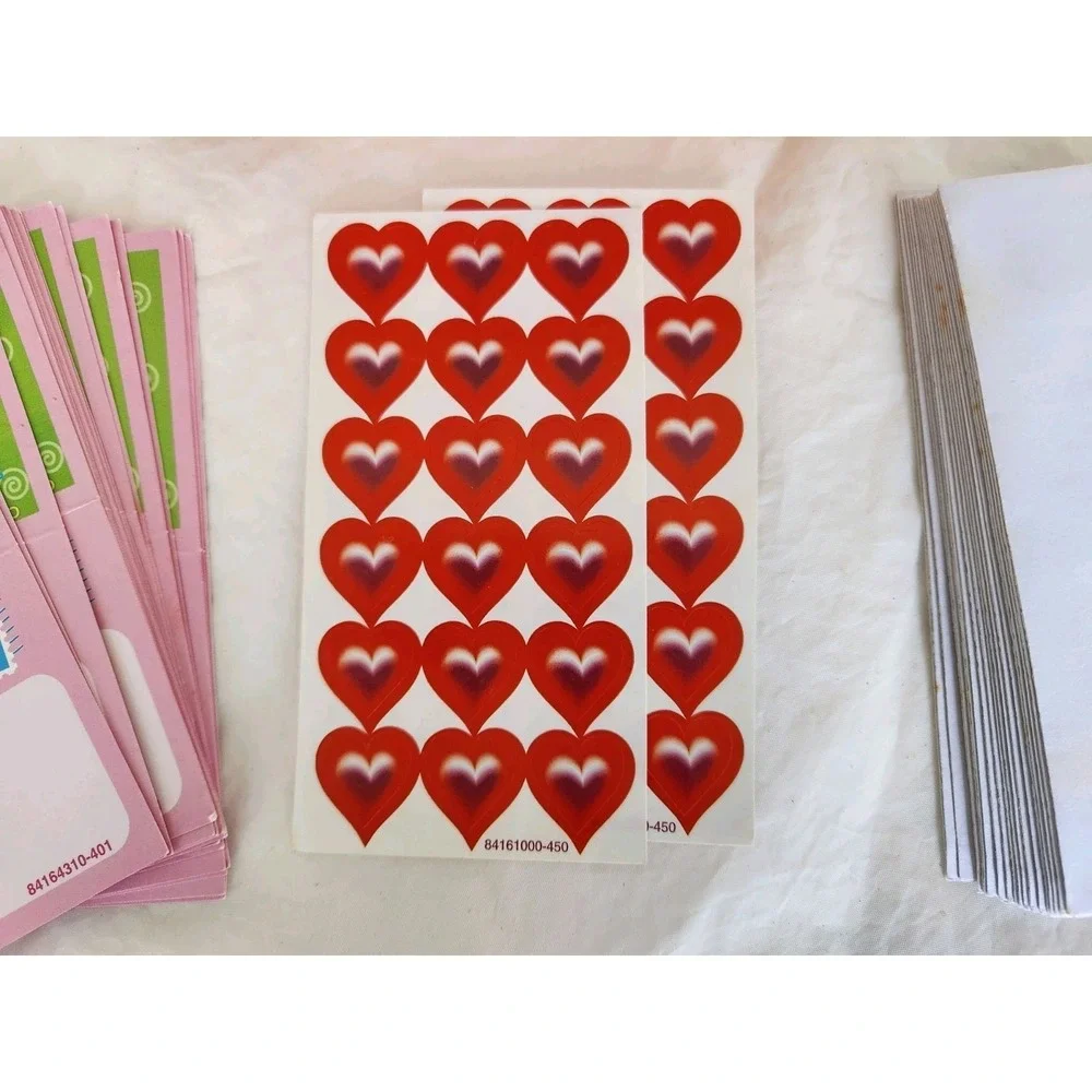 53 Pcs VTG Sanrio Hello Kitty V-Day Lunchbox Tin + Cards & 10 Merchandise Tags